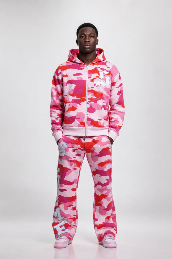 Varsity Patch Sweatsuit  - Pink Camo