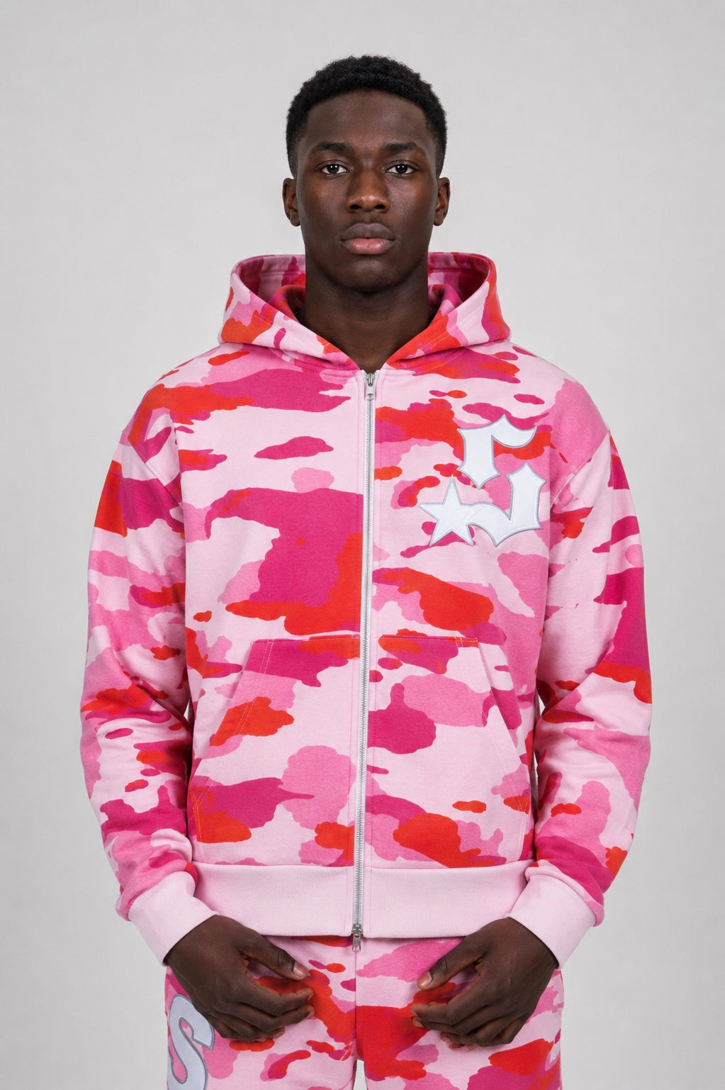 Varsity Patch Sweatsuit  - Pink Camo