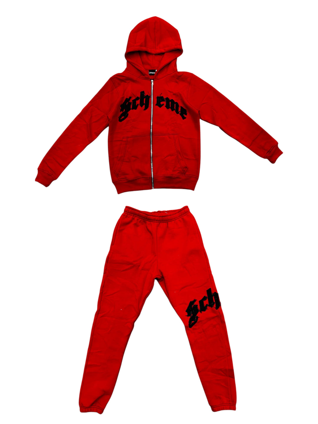 Distressed Zip Up Sweatsuit