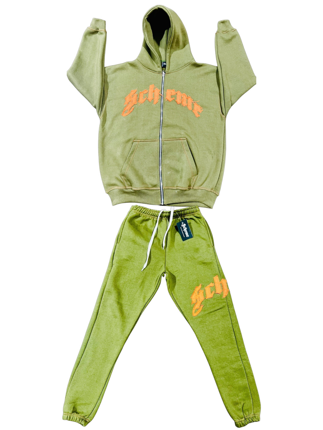 Chándal con cremallera desgastado