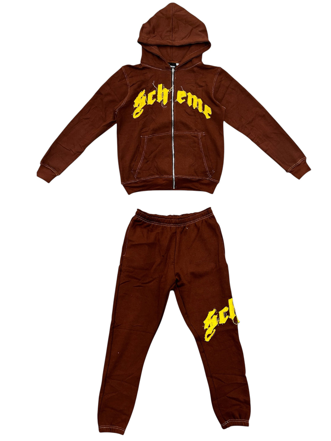 Chándal con cremallera desgastado