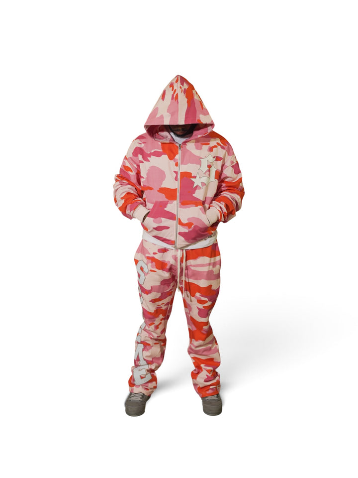 Varsity Patch Sweatsuit  - Pink Camo