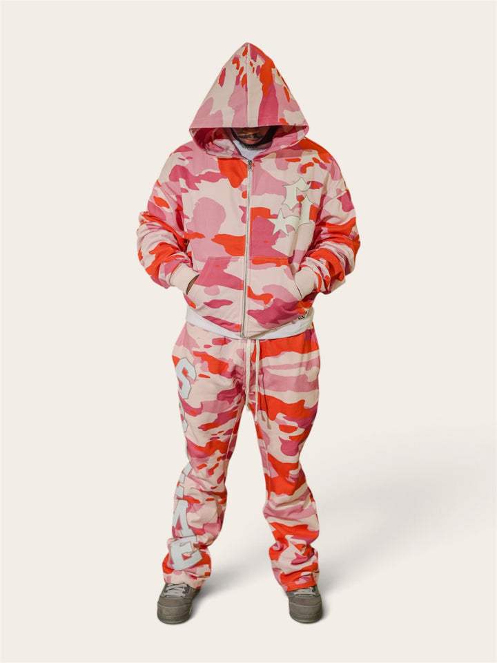 Varsity Patch Sweatsuit  - Pink Camo