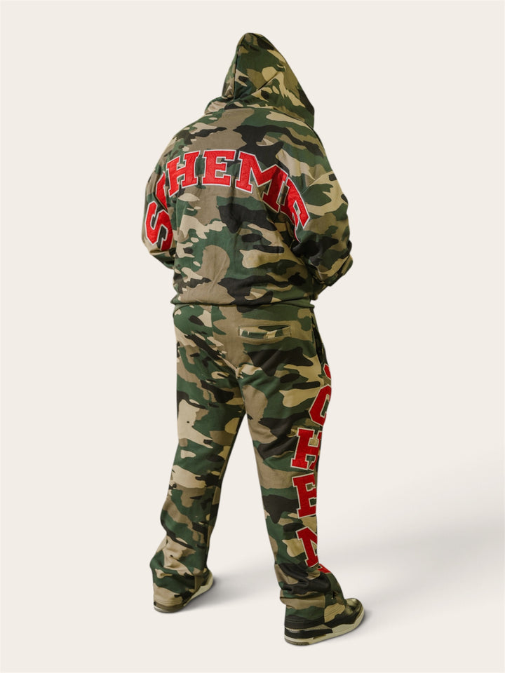 Varsity Patch Sweatsuit  - Green Camo