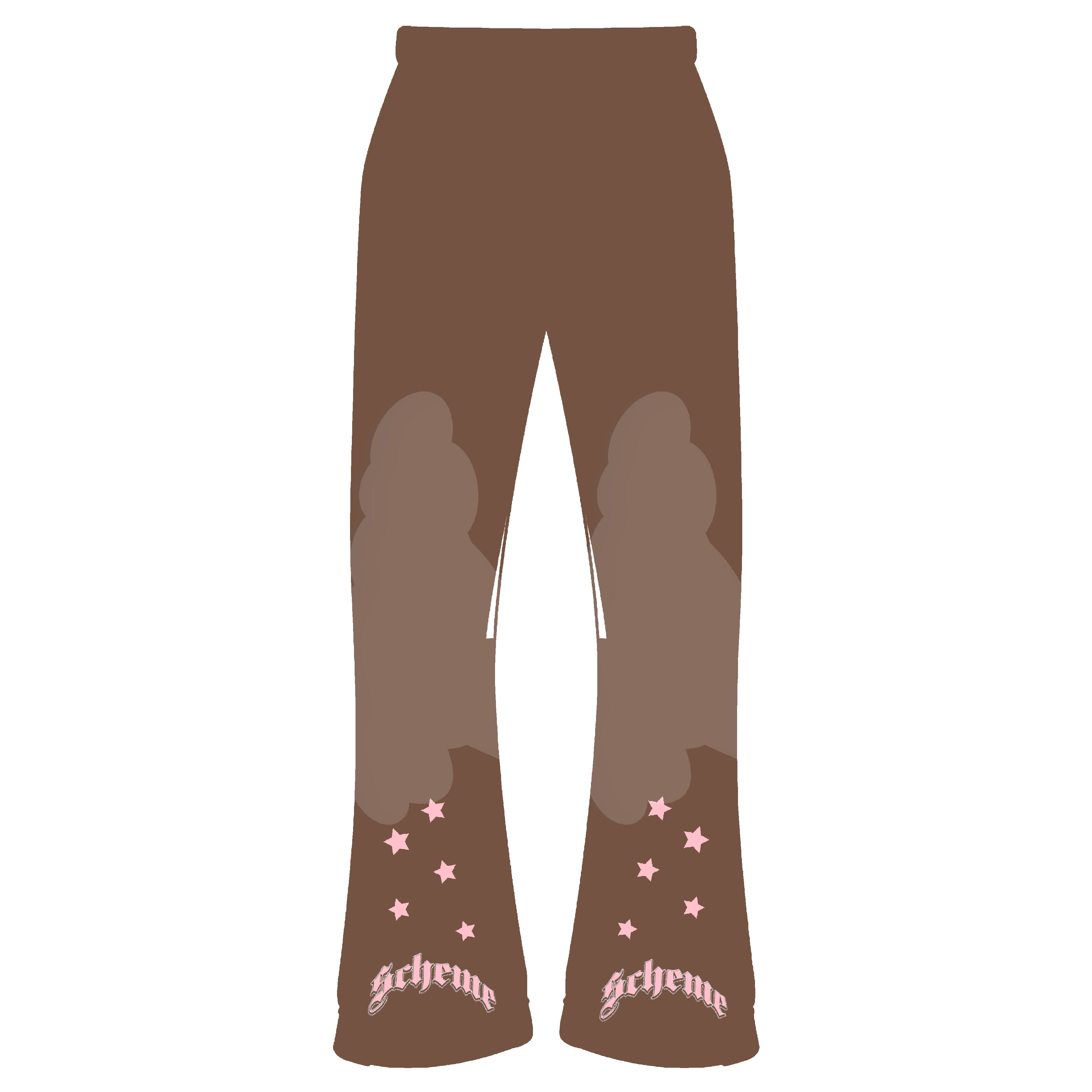 "Scheme" Rhinestone Star Puff - Washed Brown Flare Sweats - Scheme Wear