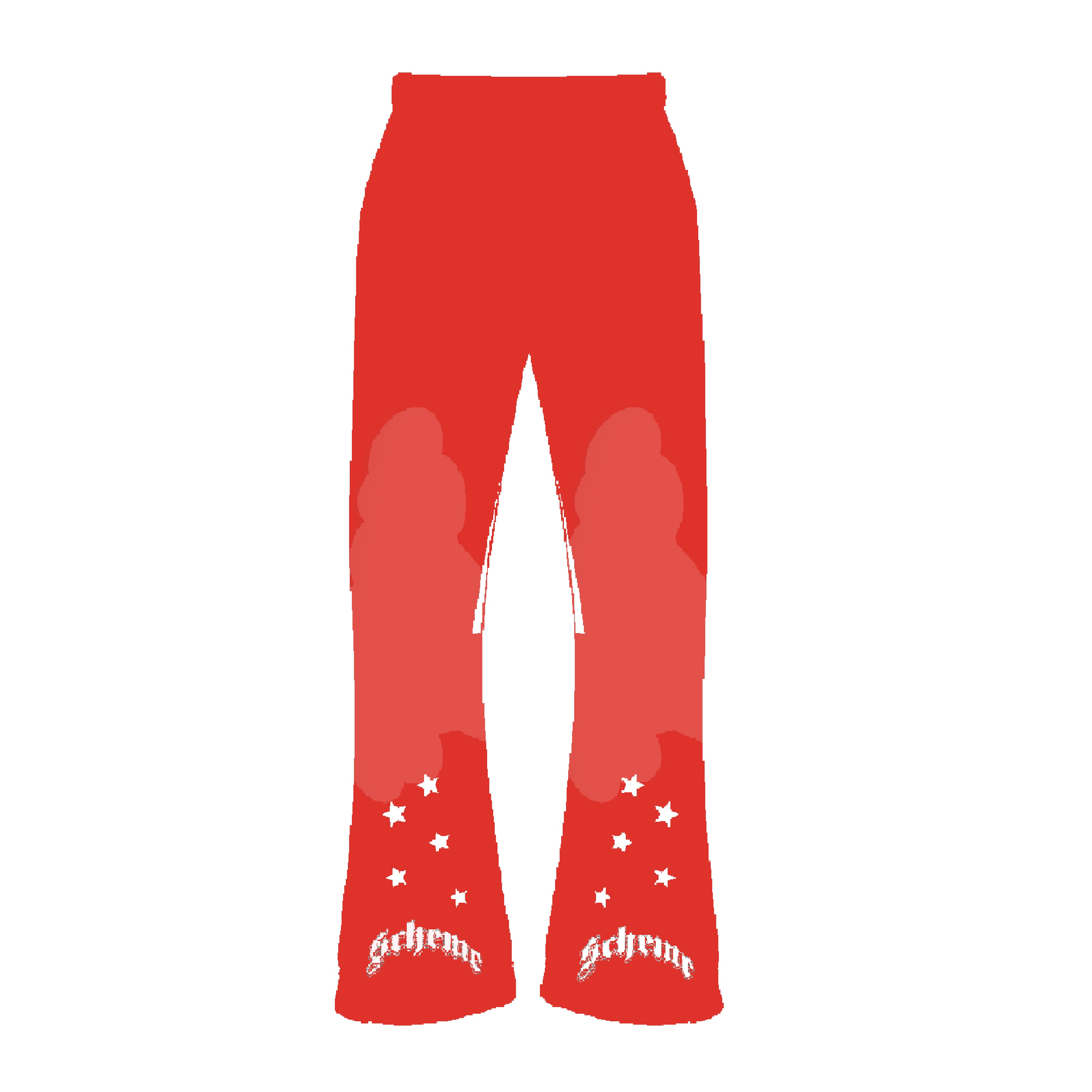 "Scheme" Rhinestone Star Puff - Washed Red Flare Sweats - Scheme Wear