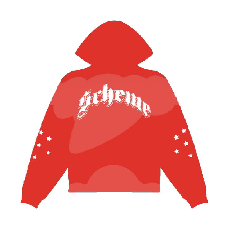 "Scheme" Rhinestone Star Puff - Washed Red Hoodie - Scheme Wear