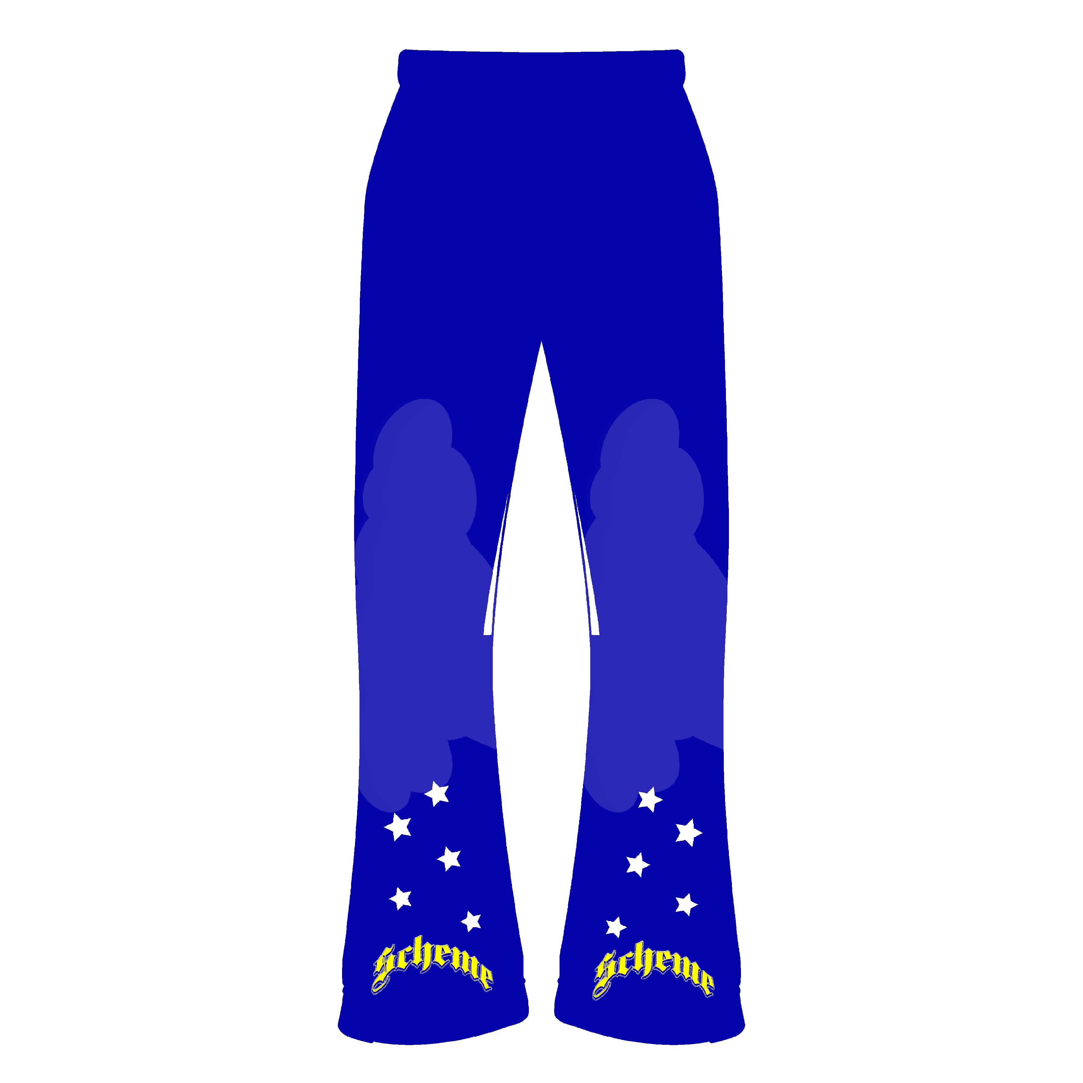 "Scheme" Rhinestone Star Puff - Washed Blue Flare Sweats - Scheme Wear