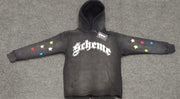"Scheme" Rhinestone Star Puff - Washed Black Hoodie - Scheme Wear