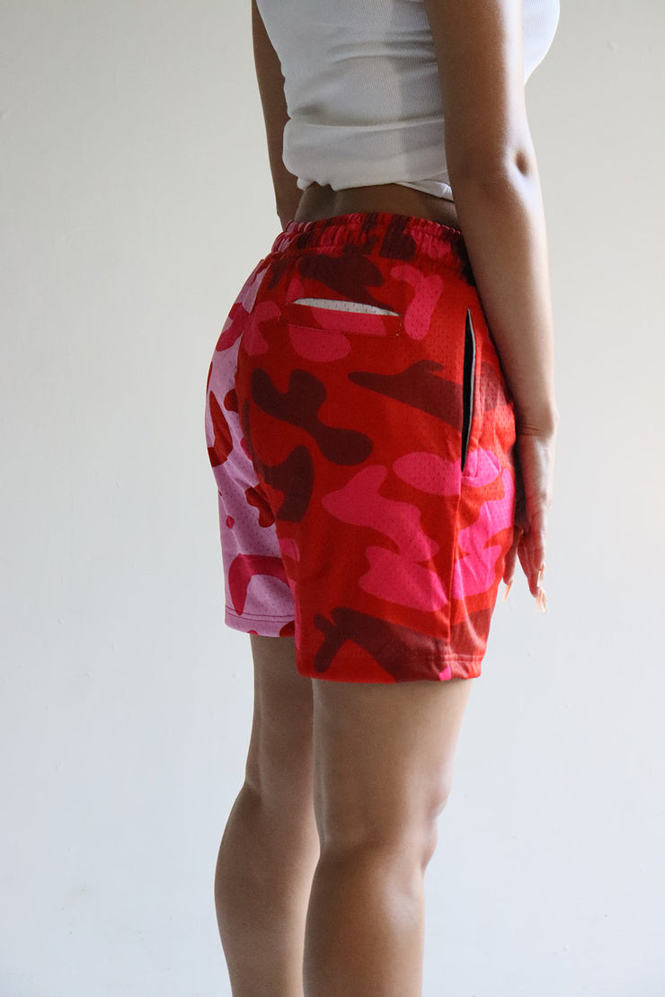 "Scheme" Red x Pink Camo Mesh Shorts - Scheme Wear