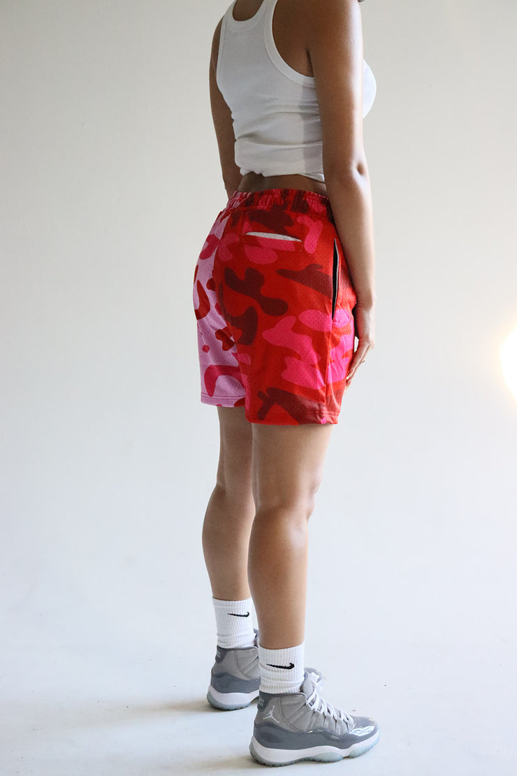 "Scheme" Red x Pink Camo Mesh Shorts - Scheme Wear