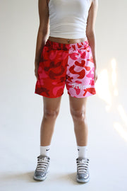 "Scheme" Red x Pink Camo Mesh Shorts - Scheme Wear